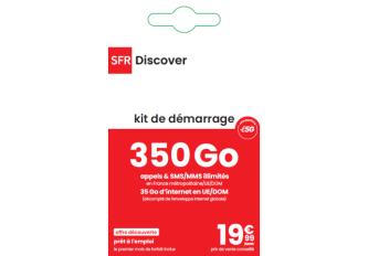 Offre SFR Sim prépayée Illimitée 350Go | 5G |19,99€