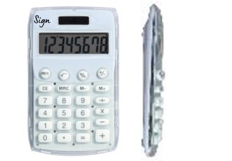 Calculatrice solaire 8 chiffres blanche
