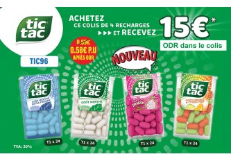 Lot 96 Tic Tac + ODR 15€